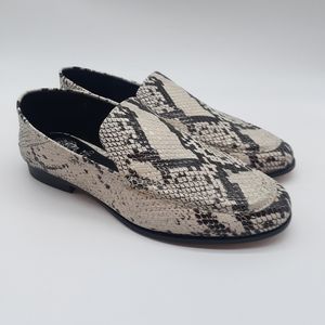Vince Camuto Jendeya Loafers Vegan Snakeskin Textured Ivory Black Women Size 6